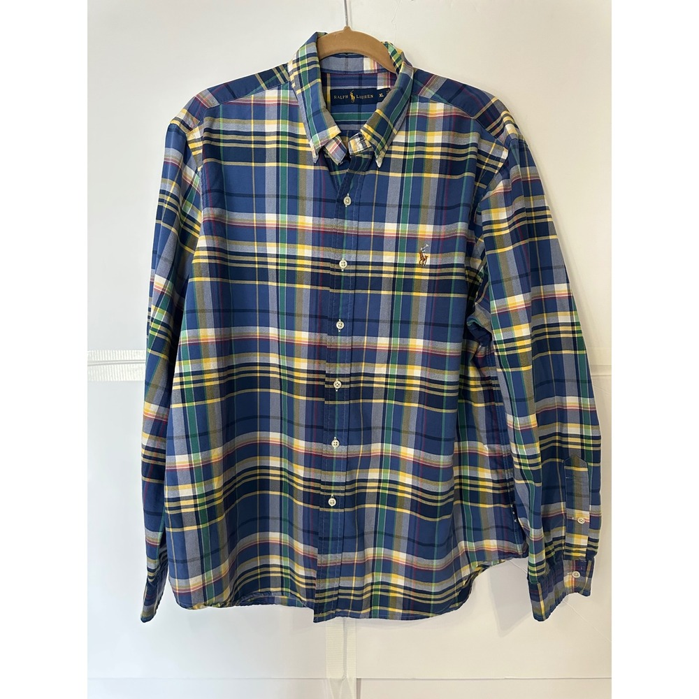 Ralph Lauren Flannel Plaid Button Down Shirt Long Sleeve Classic Fit XL‎